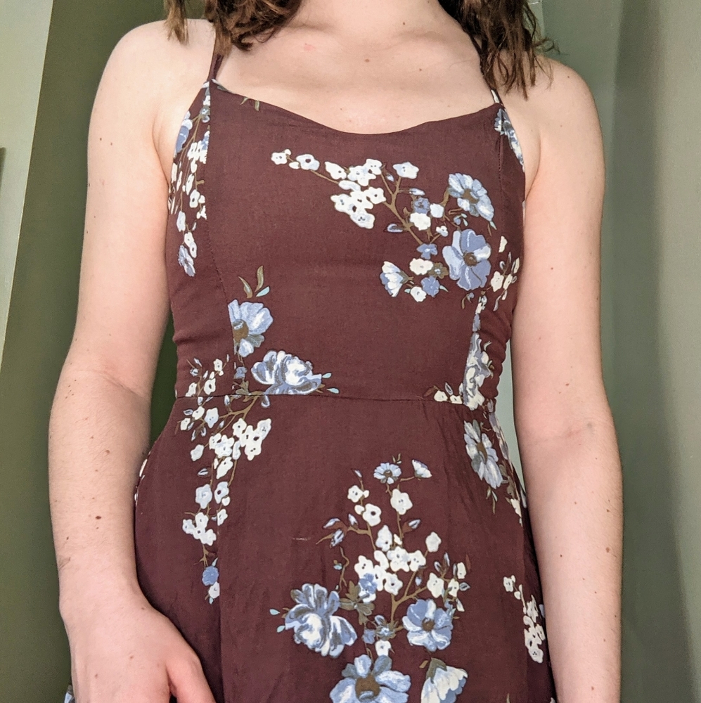 GARAGE Crossback Floral Mini Dress | Size Medium